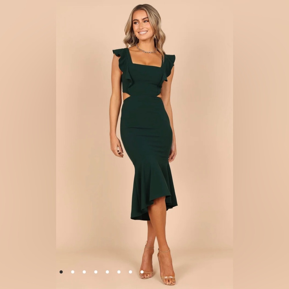 Petal & Pup Yvonne Hi Lo Midi Dress Emerald Small